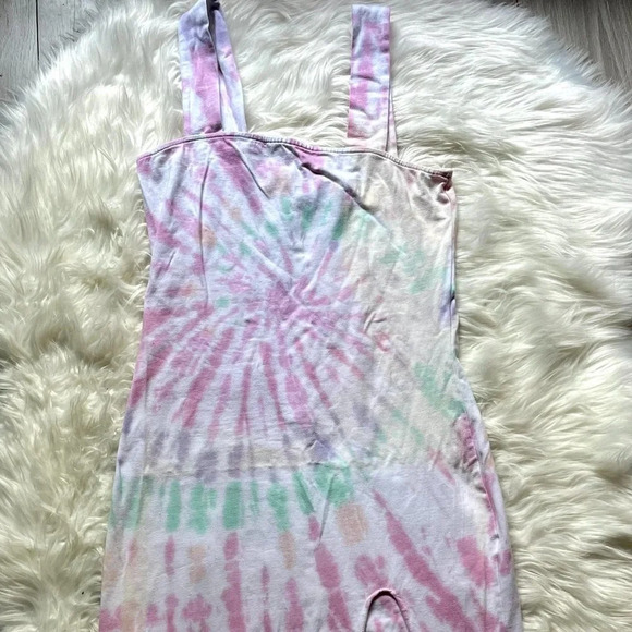 N:philanthropy Tie Dye Square Neck Fitted Midi Jersey High Slit Dress size L - Picture 3 of 9